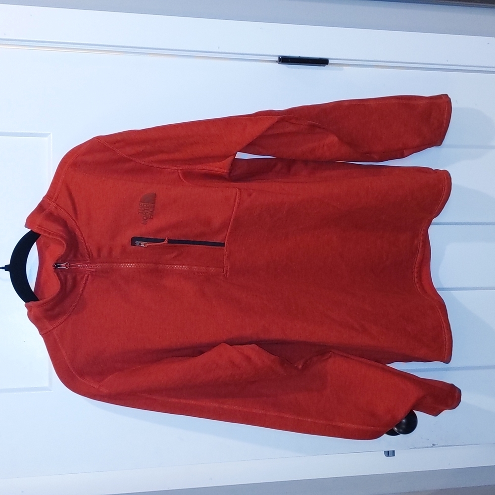 Red Heathered The North Face Quarter Zip Pullover Front Zipper Men's Large LG